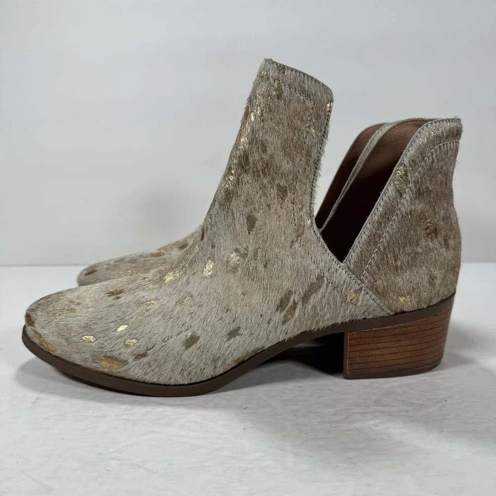 Coconuts by Matisse Pronto Cream Metallic Gold Calf Hair Split Shaft Bootie 9.5M